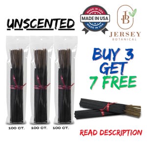 100 Incense Sticks 9&quot; UNSCENTED Charcoal Bulk Hand Dipped Wholesale Variety DIY Mix & Match. Buy 3 Get 7 Free