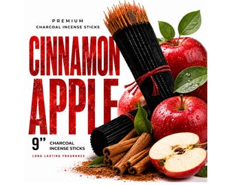 CINNAMON APPLE 9" Charcoal Incense Sticks Long Lasting Hand Dipped In Fragrance Oils Variety Bulk Wholesale Lot DIY