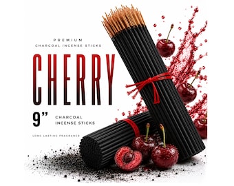 CHERRY 9" Charcoal Incense Sticks Long Lasting Hand Dipped In Fragrance Oils Variety Bulk Wholesale Lot DIY