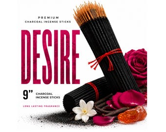 DESIRE 9" Charcoal Incense Sticks Long Lasting Hand Dipped In Fragrance Oils Variety Bulk Wholesale Lot DIY