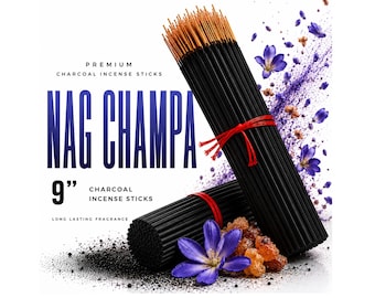 NAG CHAMPA 9" Charcoal Incense Sticks Long Lasting Hand Dipped In Fragrance Oils Variety Bulk Wholesale Lot DIY
