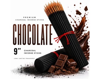 CHOCOLATE 9" Charcoal Incense Sticks Long Lasting Hand Dipped In Fragrance Oils Variety Bulk Wholesale Lot DIY