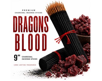 DRAGONS BLOOD 9" Charcoal Incense Sticks Long Lasting Hand Dipped In Fragrance Oils Variety Bulk Wholesale Lot DIY