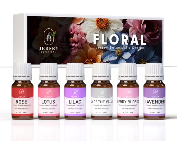 Floral Set Premium Grade Fragrance Oils - Rose, Lotus, Lilac, Lily Of The Valley, Cherry Blossom, Lavender