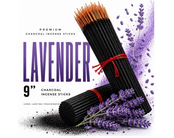 LAVENDER 9" Charcoal Incense Sticks Long Lasting Hand Dipped In Fragrance Oils Variety Bulk Wholesale Lot DIY