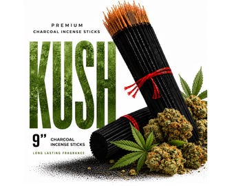 KUSH 9" Charcoal Incense Sticks Long Lasting Hand Dipped In Fragrance Oils Variety Bulk Wholesale Lot DIY
