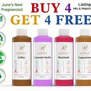 Fragrance Oil 4 oz. Scented Oils For Body, Soap Making, Candle Making, Lotion, Perfume, Diffuser. BUY 4 Get 4 FREE