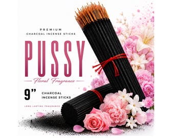 PUSSY 9" Charcoal Incense Sticks Long Lasting Hand Dipped In Fragrance Oils Variety Bulk Wholesale Lot DIY