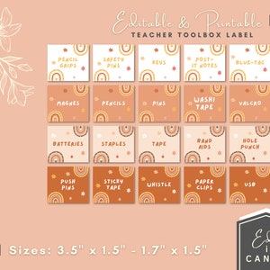 Classroom Labels, Teacher Toolbox, Rolling Trolley Cart Label, Editable Teacher Organization Label, Classroom Decor