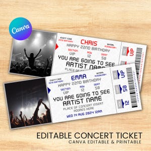 Editable Concert Ticket Template, Custom Concert Ticket Gift, DIY Event Ticket, Surprise Printable Concert Tickets Gift Idea, Canva Template
