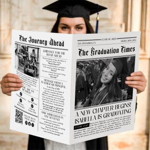 Canva Graduation Newspaper Template, Large Graduation Newspaper, Printable Large Newspaper Canva Template, Newspaper Graduation Announcement
