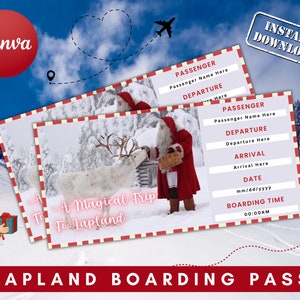 Billet de Noël pour la Laponie, Billets vacances, Billet de Noël, Carte d'embarquement pour les elfes, Billets pour la Laponie, Laponie, Pass Laponie, Cadeaux de voyage