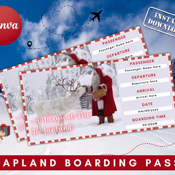 Lapland Christmas Ticket, Holiday Tickets, Christmas Ticket, Elf Boarding Pass, Lapland Tickets, Lapland, Lapland Passes, Travel Gifts