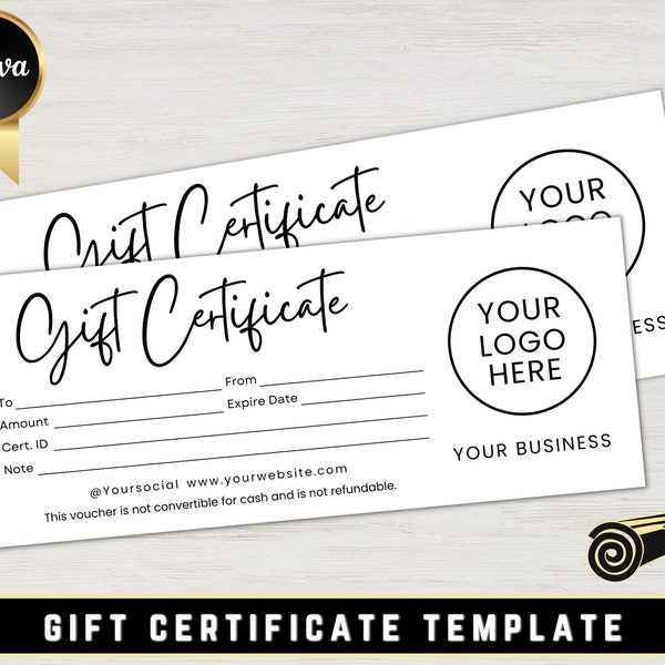 Gift Certificate Template, DIY Printable Gift Voucher Certificate, Minimalist, Modern Gift Certificate, Canva Editable, Instant Download