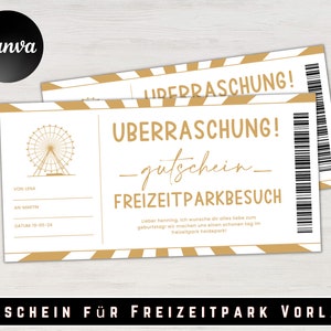 Voucher for theme park template | Voucher for excursions to print | Gift idea | Voucher to design | Gift certificate