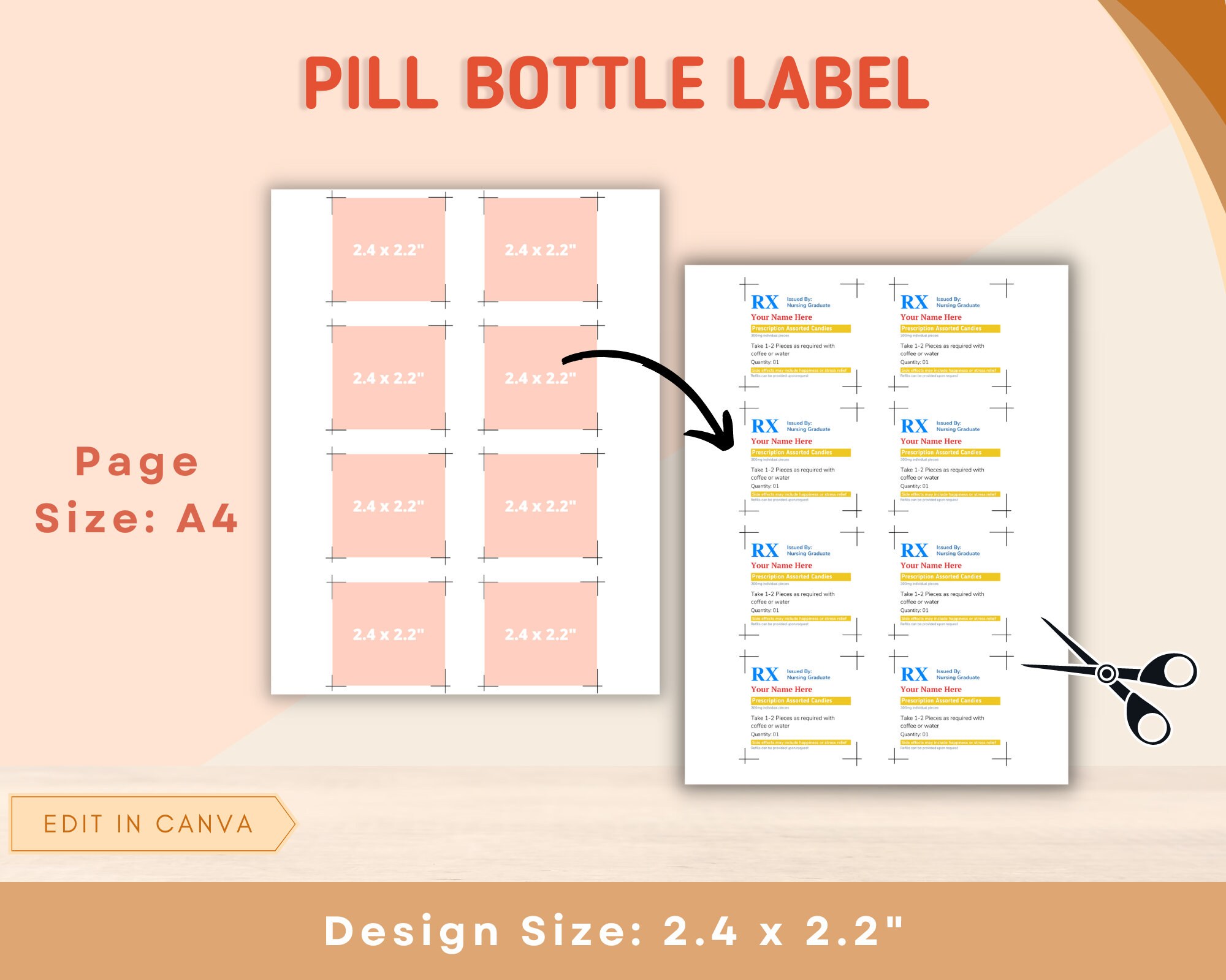 Nursing Graduate Pill Bottle Label Novelty Fun Printable Rx Etsy