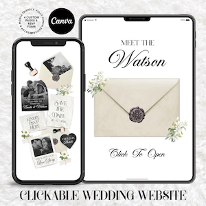 Floral Wedding Website Template Customizable Design for Your Dream Wedding,Beautiful Floral Wedding Website Canva- Perfect for Modern Couple