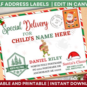 Elf Address Labels Template, Printable Elf Mail and Santa Mail Shipping Labels, Elf Address Labels, Elf Mail Shipping Labels
