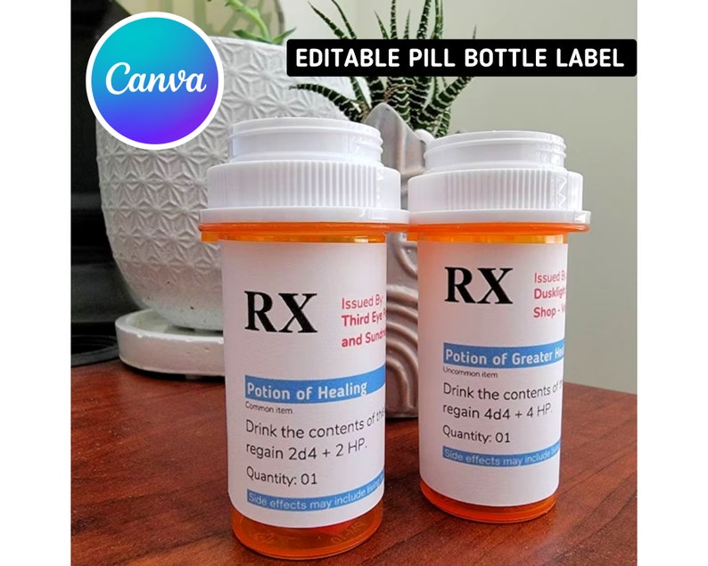Editable Pill Bottle Label Prescription Label Pharmacy Etsy