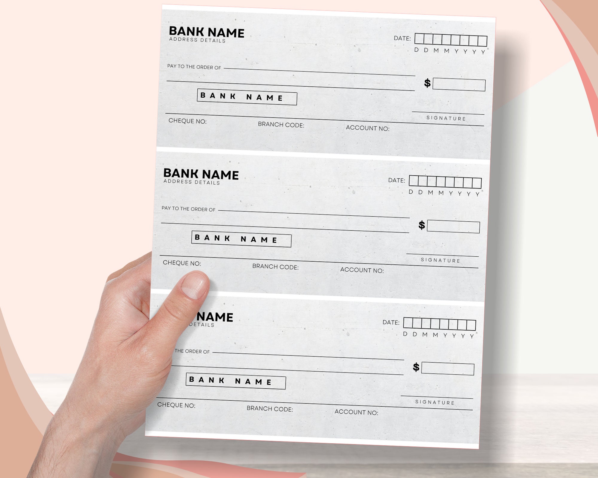 Check Paper Templete Editable Bank Check, Blank Check Template, Blank Checks, Blank Check ...