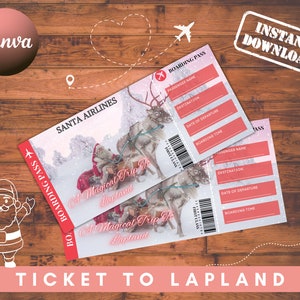 Lapland Kerstticket, Kerstmankaartjes, Vakantiekaartjes, Vliegticket, Elf-instapkaart, Elfkaartjes, Kerstmantickets, Lapland-ticket
