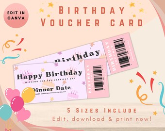 Surprise Gift Voucher Card | Editable Gift Coupon, Gift Voucher Card, Printable Voucher, Birthday Voucher, Birthday certificate