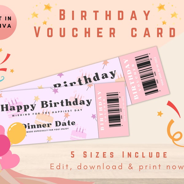 Surprise Gift Voucher Card | Editable Gift Coupon, Gift Voucher Card, Printable Voucher, Birthday Voucher, Birthday certificate