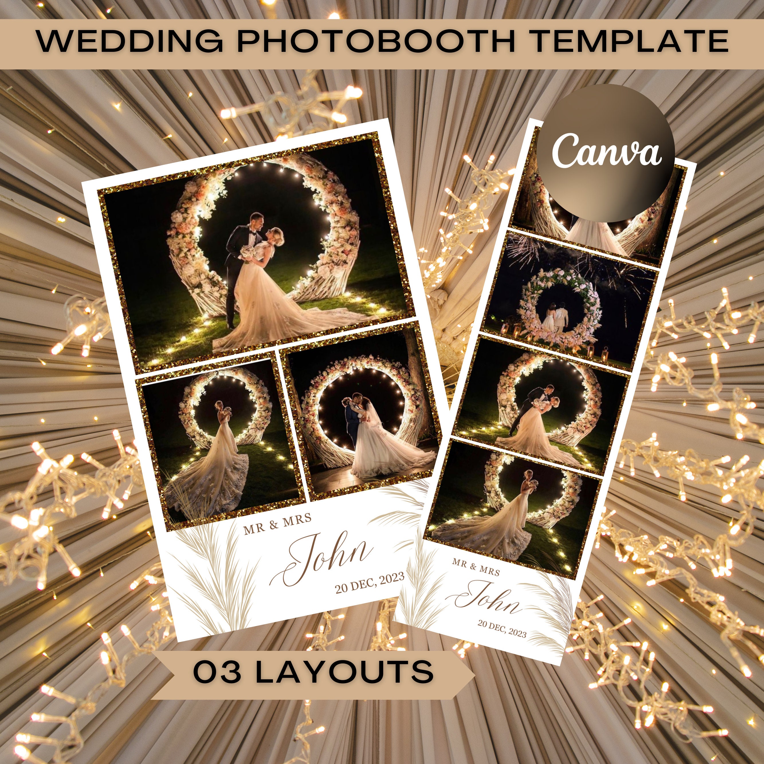 Booth Editable Wedding Photobooth Template, Photo Booth Template, 2x6 Strip Minimal ...