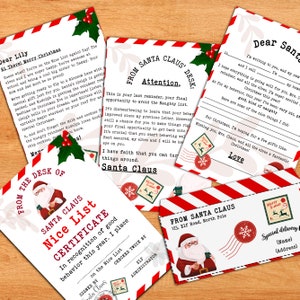 Carta oficial de Papá Noel editable para niños, paquete con sobre de Papá Noel, carta navideña para Papá Noel, imprimible, descarga instantánea, regalo personalizado.