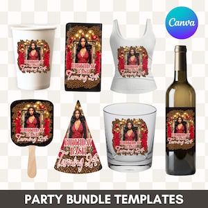 Editable Party Cup Birthday Canva Template, Shot Glass Label, Party Shirt Design, Editable Birthday Design,Customizable Styrofoam Cup Design