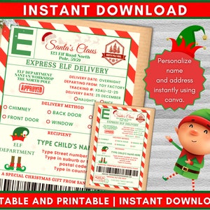Elf Labels, Elf Mail Shipping Label, Elf Mail Label, Elf Arrival Package, Santa Mail, North Pole Shipping Labels, Christmas Elf