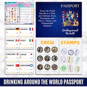 Drinking Around the World Passport Template Travel Game Passport for Kid Passport for Playing Travel and Learning Boarding Pass Template