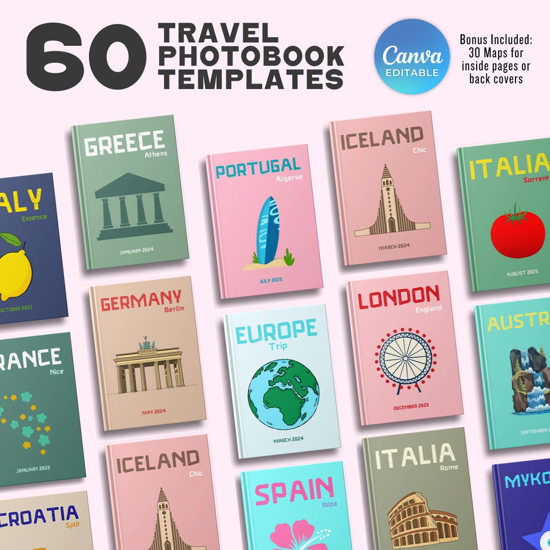 Europe Travel Photobook Template Bundle, Luxury Travel Photo Book