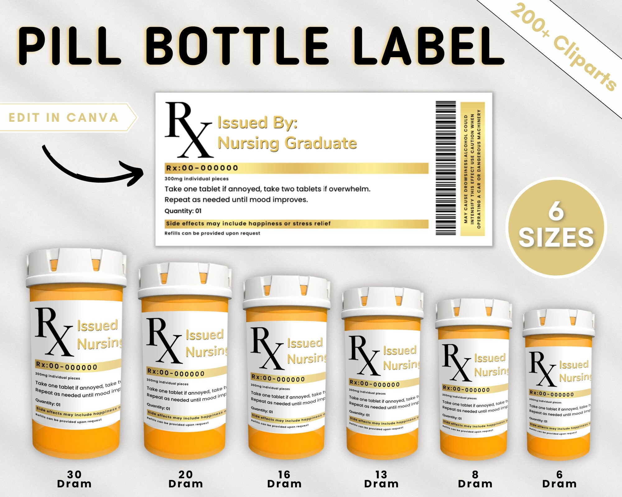 Pill Bottle Labels Printable Editable Prescription Label Etsy