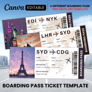 Birthday Boarding Pass Ticket Template Airline Ticket Template Editable Plane Ticket Printable Birthday Travel Passport Surprise Trip Ticket