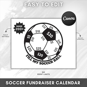 Editable Soccer Pick a Date to Donate Fundraiser Template, Fundraiser, pay the date, Fundraiser Calendar, 8.5x11 Digital Download