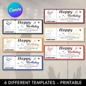 Editable Concert Ticket Template, Custom Concert Ticket Gift, DIY Event Ticket, Surprise Printable Concert Tickets Gift Idea, Canva Template