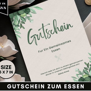 Sjabloon voor eetvoucher | Restaurantbon om af te drukken | Cadeau-idee | Voucher om te ontwerpen | Cadeaubon