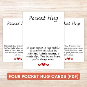 Printable Pocket Hug Cards, Pocket Hug Heart Cards, Pocket Hug Poem Card, Pocket hug Printable, Digital/Instant Download