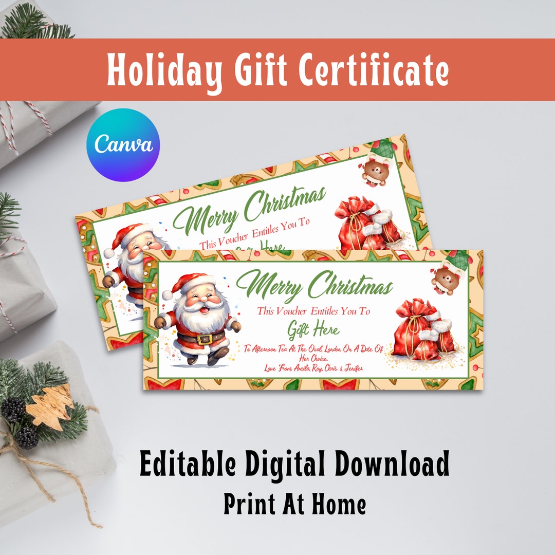 Editable Christmas Gift Voucher Template Christmas Coupon Template