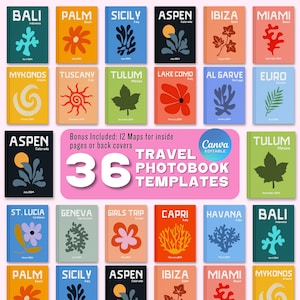 30+ Travel Photobook Cover Templates, Customizable Coffee Book Table, Luxury Printed Photo Book Models, Fully Customizable Canva Template