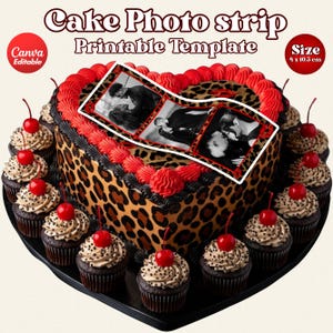 Image Strip Collage Picture Reel for Cakeleopard print Cake Photo strip big Mama Photo collage strip,Leopard & Big mama Birthday strip CANVA