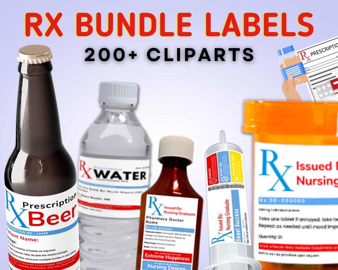 Pill Bottle Labels Bundle, Editable Prescription Label, Pill Labels, Rx