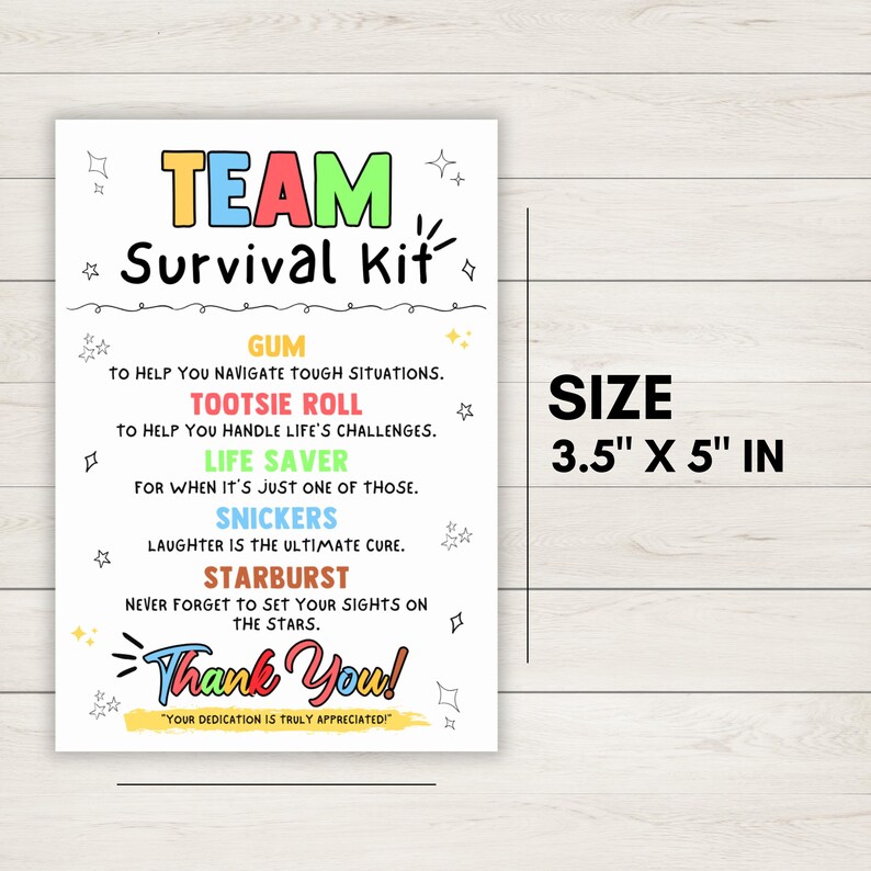 Editable Team Survival Kit Tags, Printable Team Gift Survival Kit ...