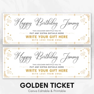 Golden Ticket Template, Printable Golden Ticket Editable Template, Golden Event Ticket, Custom Ticket Invitation, Golden Voucher Template