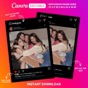 Instagram Frame Canva Template, Instagram Frame For Photo booth, Blogger, Wedding, Insta frame, Selfie Frame, Photo Prop Frame Template