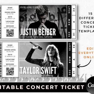 Editable Concert Ticket Template, Custom Concert Ticket Gift, DIY Event Ticket, Surprise Printable Concert Tickets Gift Idea, Canva Template