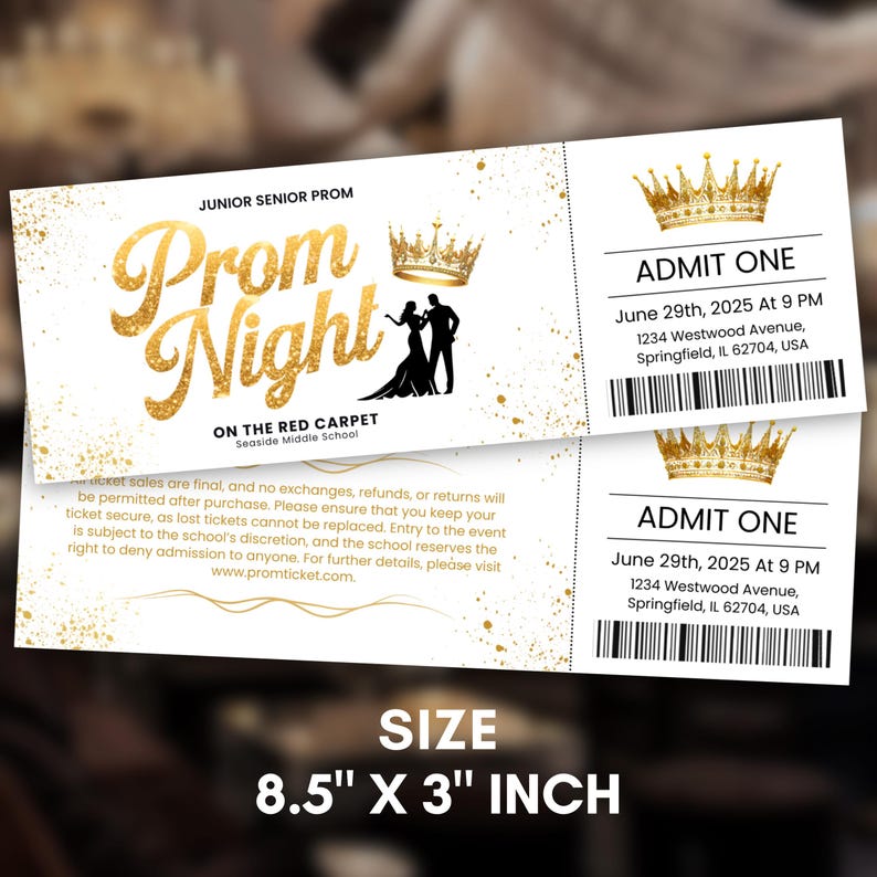 Prom Ticket Template, Prom Red Carpet Dance Ticket, Editable Red Carpet ...