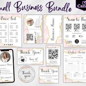 Pakket voor een ambachtelijke beurs, pakket voor kleine bedrijven, prijslijst sjabloon, QR-code bord, sjabloon voor scannen om te betalen, bestelformulier sjabloon, sjabloon voor een ambachtelijke beurs