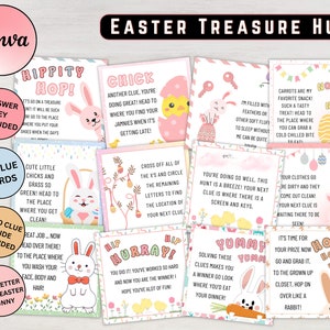 Easter Treasure Hunt, Indoor Scavenger Hunt, Treasure Hunt Clues, Easter Party Game for Kids, Easter Printable Game
